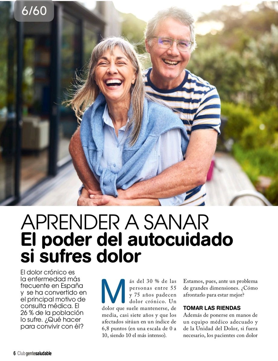 manuelamonleon's tweet image. En el último n° de la revista #GenteSaludable de @SaberVivir_Tv @SaberVivirTVE hablamos del autocuidado analgesico: @EliGallach @_RaulFerrer @MGOBERNA 📈Cada día mayor evidencia de la influencia de estas actividades en la modulación del dolor crónico