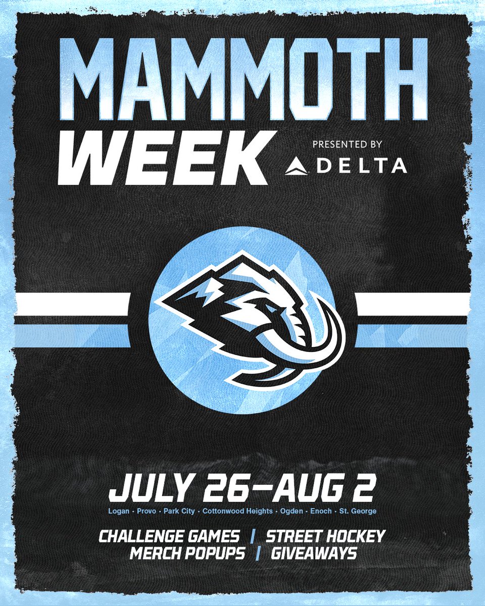 We’re hitting the road for Mammoth Week! 7 days. 7 stops. Games, street hockey, merch popups, giveaways, and more. We can't wait to see you there!

More details here: utahmammothyouth.com/mammoth-week/
