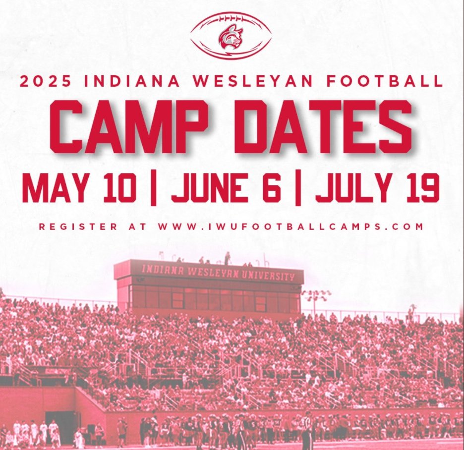 Thank you for the camp invite <a href="/IndWesleyan_FB/">Indiana Wesleyan FB</a> - looking forward to attending on July 19th!