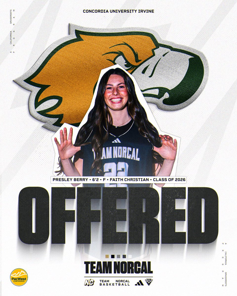 Team Nor-Cal Basketball (@teamnorcalaau) on Twitter photo Congrats to 2026 Forward <a href="/BerryPresley/">Presley Berry</a> on her recent offer from Concordia University
#teamnorcal⚡️ Congrats to 2026 Forward <a href="/BerryPresley/">Presley Berry</a> on her recent offer from Concordia University
#teamnorcal⚡️
