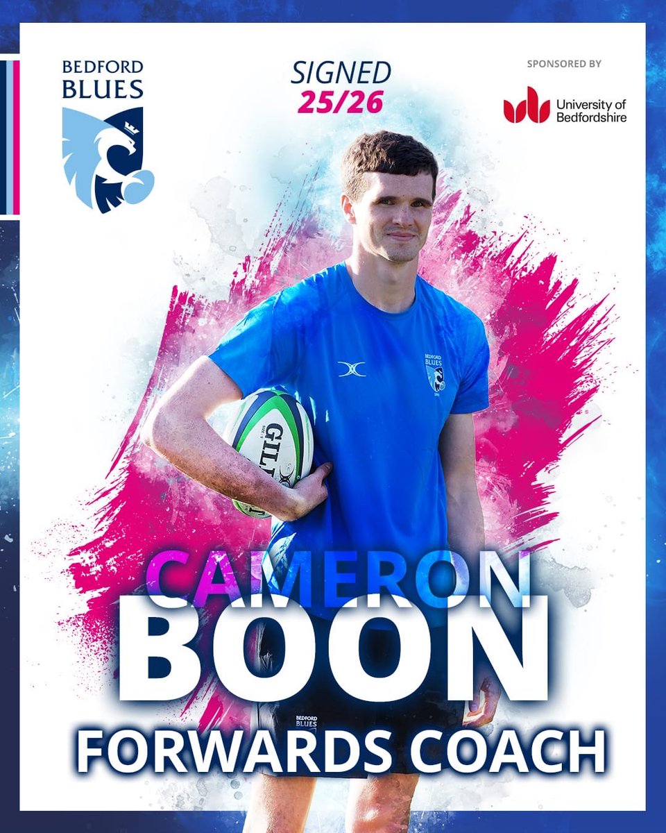 Bedford Blues (@bedfordbluesrfc) on Twitter photo 𝐇𝐞𝐫𝐞 𝐂𝐨𝐦𝐞𝐬 𝐓𝐡𝐞 𝐁𝐎𝐎𝐍 👊
Pleased to welcome former <a href="/Saracens/">Saracens Rugby Club</a> lock <a href="/BoonCameron/">Cameron boon</a> as our new Forwards Coach for 25/26 <a href="/Champrugby/">Champ Rugby</a> 🤝
➡️ bit.ly/45Uk13G
Boon joins Mike Rayer’s coaching team from a similar role at <a href="/BSRUGBY/">BSRFC</a> 🏉
#BluesFamily #BedfordisBlue 𝐇𝐞𝐫𝐞 𝐂𝐨𝐦𝐞𝐬 𝐓𝐡𝐞 𝐁𝐎𝐎𝐍 👊
Pleased to welcome former <a href="/Saracens/">Saracens Rugby Club</a> lock <a href="/BoonCameron/">Cameron boon</a> as our new Forwards Coach for 25/26 <a href="/Champrugby/">Champ Rugby</a> 🤝
➡️ bit.ly/45Uk13G
Boon joins Mike Rayer’s coaching team from a similar role at <a href="/BSRUGBY/">BSRFC</a> 🏉
#BluesFamily #BedfordisBlue