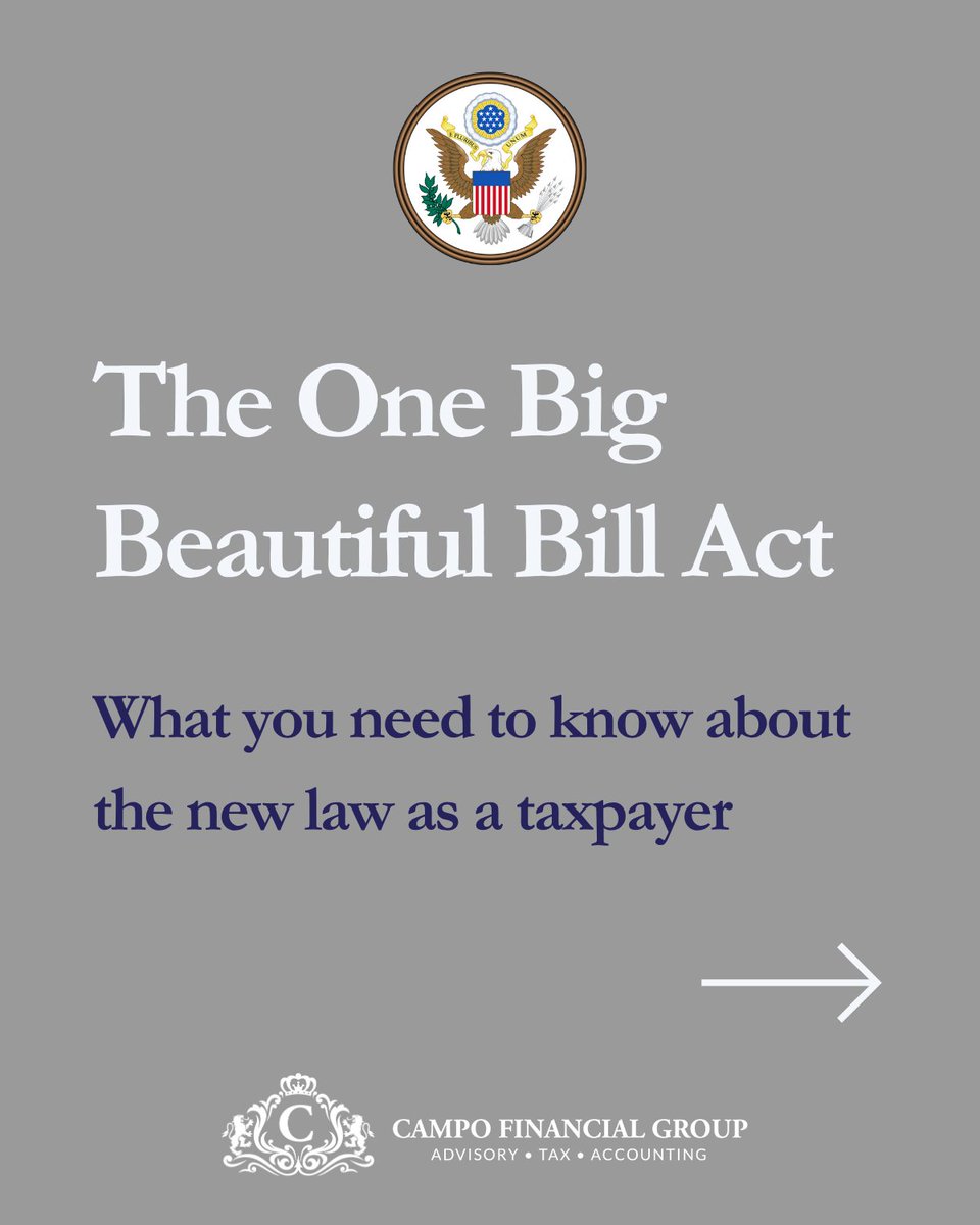 🚨 Major Tax Law Update: The One Big Beautiful Bill was signed into law on July 4, 2025. It’s packed with changes that could affect your tax bill for years.

Whether you’re a business owner, investor, or high-income earner, you need to know what’s inside and how it impacts you 👇