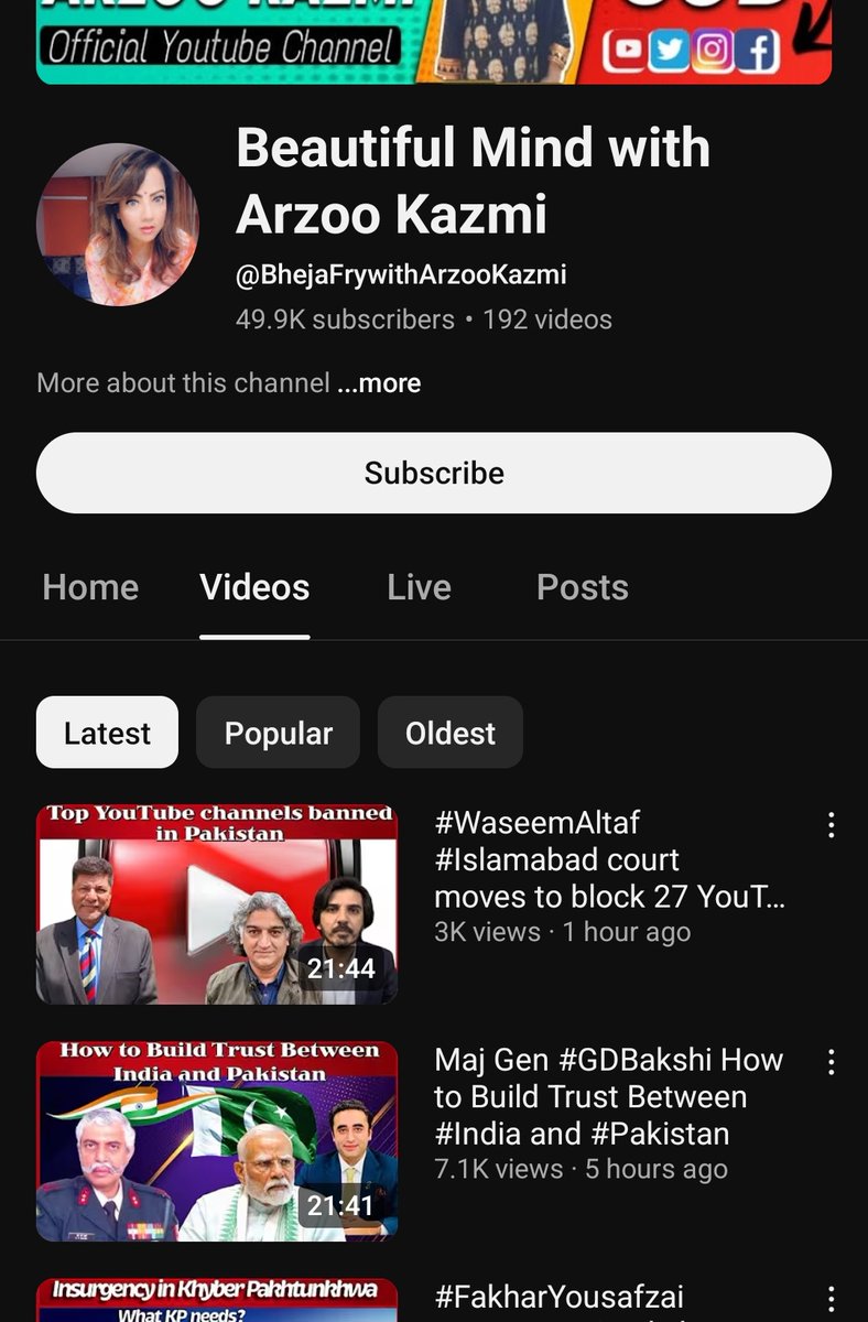 Arzoo Kazmi Literally Abandoned Her 5.5 Lakh Subs Channel Just Because Its Banned In India. She Started New Channel Just For Indian Fans. 

Negative Or Positive, If A Journalist Dont Have Any Viewers In Her Home, Then She Isnt A Good Journalist. 

Without India She Is Nothing