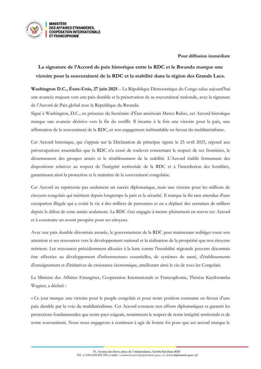 KibundilaIssa's tweet photo. #RDC #Rwanda: Le président Trump confirme que les États-Unis obtiennent « une grande partie des droits miniers du Congo » dans le cadre de l'accord de paix entre la RDC et le Rwanda signé ce vendredi . https://t.co/ZNlDjCblDU