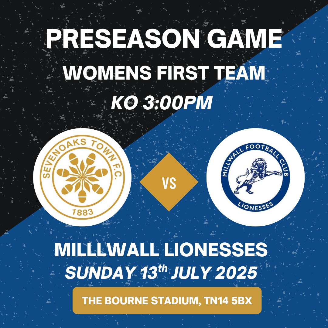 STFCWomen's tweet image. PRESEASON GAME!⚽️
We begin our preseason with a friendly at home this Sunday!
@SevenoaksTownFC 🆚 @Millwall_LFC
⏰ 3:00PM
📍 The Bourne Stadium, TN14 5BX
@SevenoaksTownFC @WestKentSport