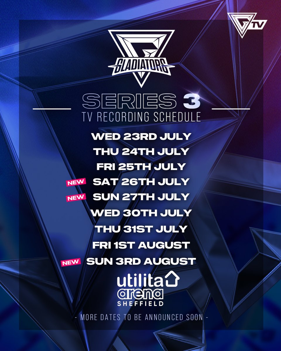 Utilita Arena Sheffield π (@sheffieldarena) on Twitter photo GLADIATORS SERIES 3 - AUDIENCE TICKETS π¬π§
Want to be in the audience for Gladiators Series 3? Even more dates are now LIVE! π¬ 
π Apply for FREE audience tickets: spr.ly/60134qrOB GLADIATORS SERIES 3 - AUDIENCE TICKETS π¬π§
Want to be in the audience for Gladiators Series 3? Even more dates are now LIVE! π¬ 
π Apply for FREE audience tickets: spr.ly/60134qrOB