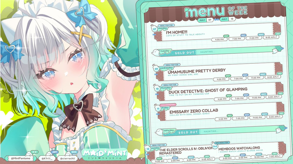 IKZ SCHEDULE!!!👻✨ July 7-13 Less streams until Sept to help with