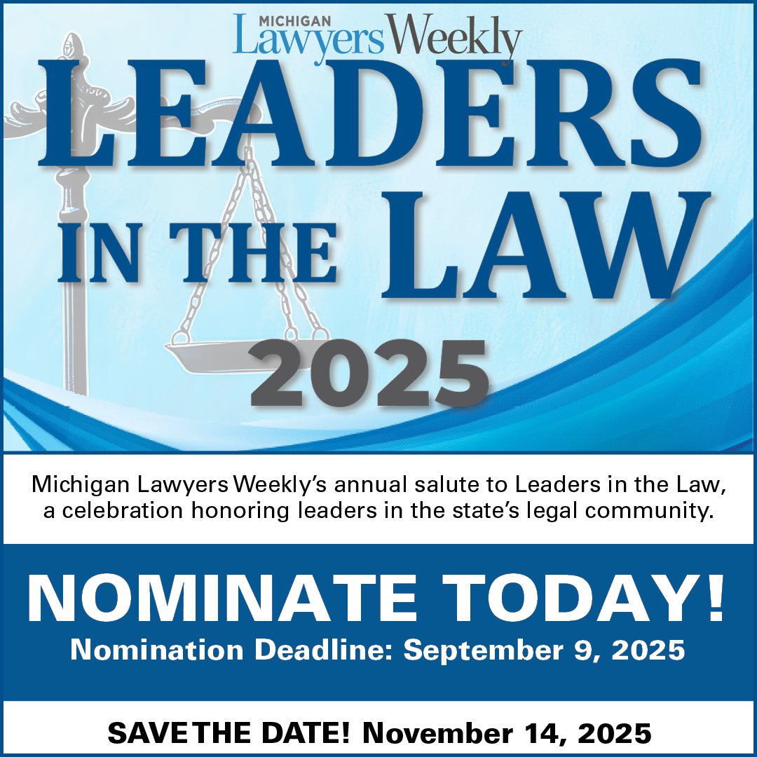 🏆 Nominations are OPEN for our Leaders in the Law awards! 🏆

These awards recognize lawyers who set the standard for other lawyers through their outstanding contributions to the practice of law and the justice system in Michigan.

Nominations 🔗: bit.ly/3Tbhb2L