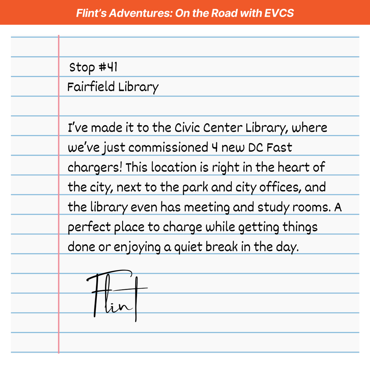 EVCSnetwork's tweet image. More EVCS fast charging availability in Fairfield, CA! 🦊⚡ EVCS has just commissioned 4 new DC Fast chargers at the Fairfield Library. With meeting rooms, study areas, and a beautiful park next door, it’s a great place to plug in and recharge!

#FlintsAdventures