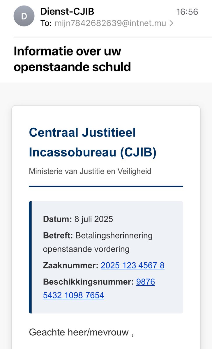 zutphany's tweet image. #Twitterbubble #help

Is dit echt? Ten eerste heb ik geen herinnering aan overtreding, normaliter sturen ze brief van papier. 

Wat ik helemaal ongeloofwaardig vind, is de bedrag van 75,3 — zonder de nul erbij.

Dat komt niet officieel over. Ik vind boven de mailadres ook te gek.
