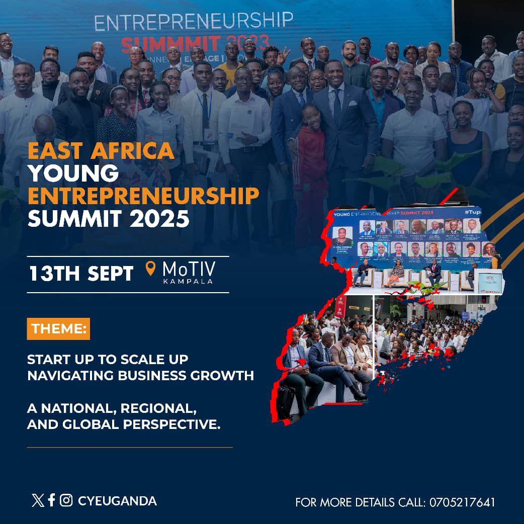 🔥 The East Africa Young Entrepreneurship Summit 2025 is here!

🗓 13 Sept | 📍 MoTIV Kampala
Join bold, visionary changemakers for a high-energy experience of ideas, innovation &amp; leadership.

#CYESummit2025 #EastAfricaRising #TheShiftStartsHere