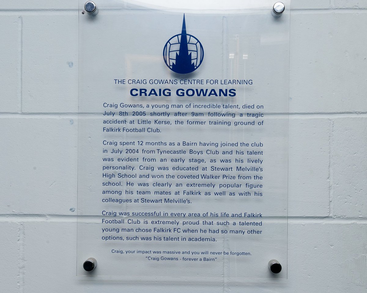 FalkirkfcSS's tweet photo. Today we remember Craig Gowans who we lost 20 years ago today, in a heartbreaking training ground accident aged just 17.
Our thoughts are with Craig’s family and friends today as well as the wider Falkirk family.
We will never forget.
#CG37
#ForeverYoung https://t.co/3PxsSJ0mJN