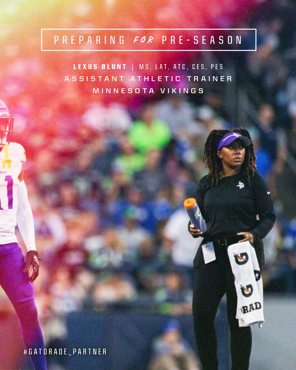 GPPartner's tweet image. Lexus Blunt, Assistant Athletic Trainer for the Minnesota @Vikings, highlights the value of pre-season prep and recovery routines to drive performance all season.