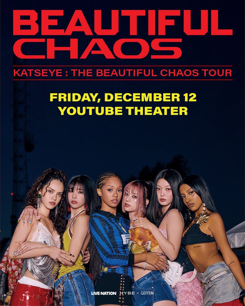 JUST ANNOUNCED: <a href="/katseyeworld/">KATSEYE</a> is bringing The Beautiful Chaos Tour to #YouTubeTheater on Friday, December 12! 🌐 Tickets on sale Friday, July 11th at 10am PST.

Sign up to become a YouTube Theater Insider to gain access to the venue pre-sale: youtubetheater.com/contact-us/sig…