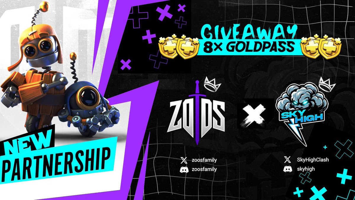 Zoos Family (@zoosfamily) on Twitter photo π€ Partnership Giveaway!
Weβve partnered with Sky High & to celebrate, weβre giving away 4 Gold Passes! π
Steps to enter:
1οΈβ£ Like, RT & Follow <a href="/SkyHighClash/">Sky High</a> + <a href="/zoosfamily/">Zoos Family</a>
2οΈβ£ Join both Discords
3οΈβ£ Tag 2 friends
π Winners on 25th July
A new era begins with this alliance! π π€ Partnership Giveaway!
Weβve partnered with Sky High & to celebrate, weβre giving away 4 Gold Passes! π
Steps to enter:
1οΈβ£ Like, RT & Follow <a href="/SkyHighClash/">Sky High</a> + <a href="/zoosfamily/">Zoos Family</a>
2οΈβ£ Join both Discords
3οΈβ£ Tag 2 friends
π Winners on 25th July
A new era begins with this alliance! π