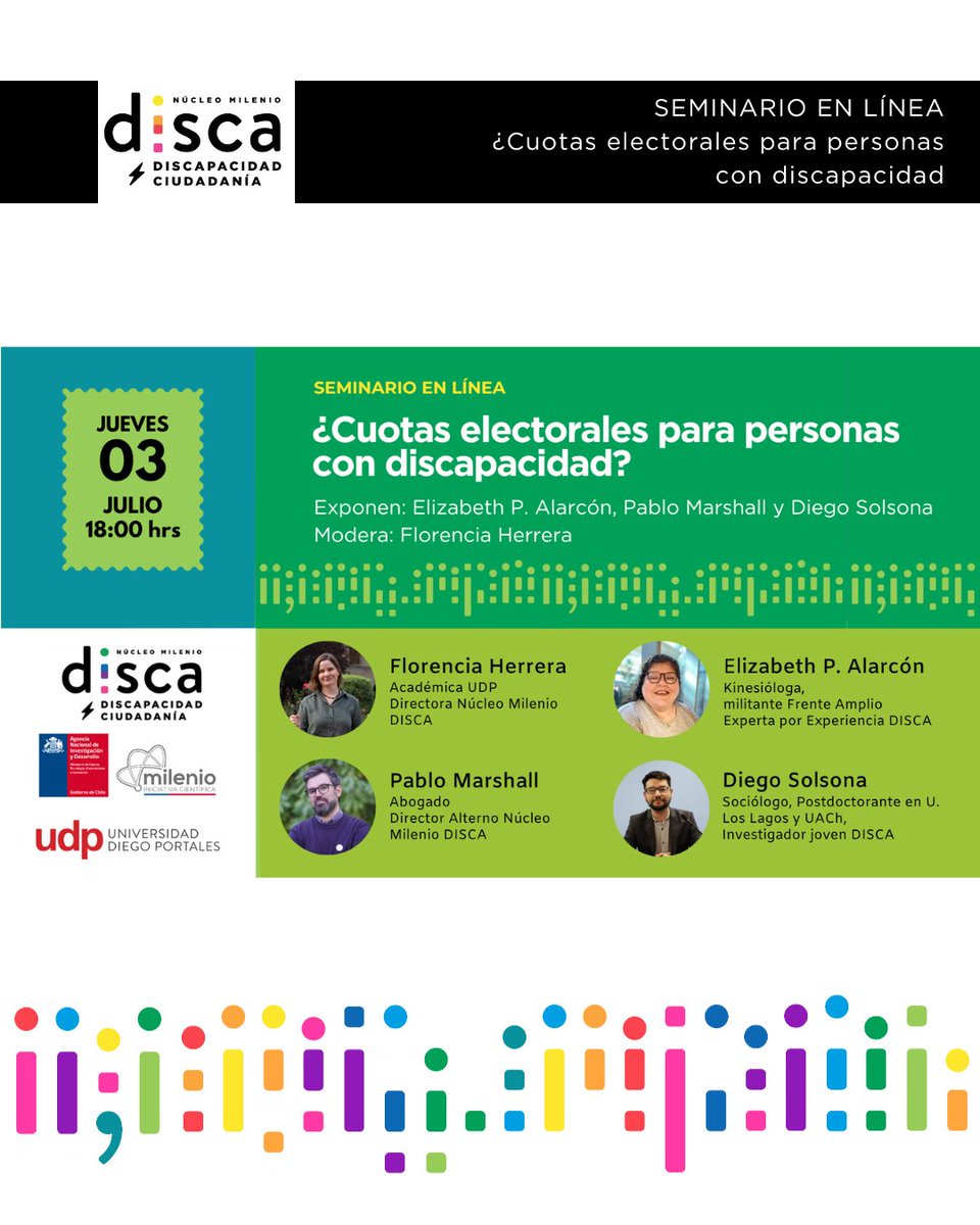 Núcleo DISCA (@nucleodisca) on Twitter photo Ya está disponible en YouTube el Seminario en línea: ¿Cuotas electorales para personas con discapacidad? donde conversamos sobre participación política en personas con discapacidad #centrosANID
<a href="/CentrosAnid/">Centros ANID</a> youtu.be/HxRryM7jp6E?si… Ya está disponible en YouTube el Seminario en línea: ¿Cuotas electorales para personas con discapacidad? donde conversamos sobre participación política en personas con discapacidad #centrosANID
<a href="/CentrosAnid/">Centros ANID</a> youtu.be/HxRryM7jp6E?si…