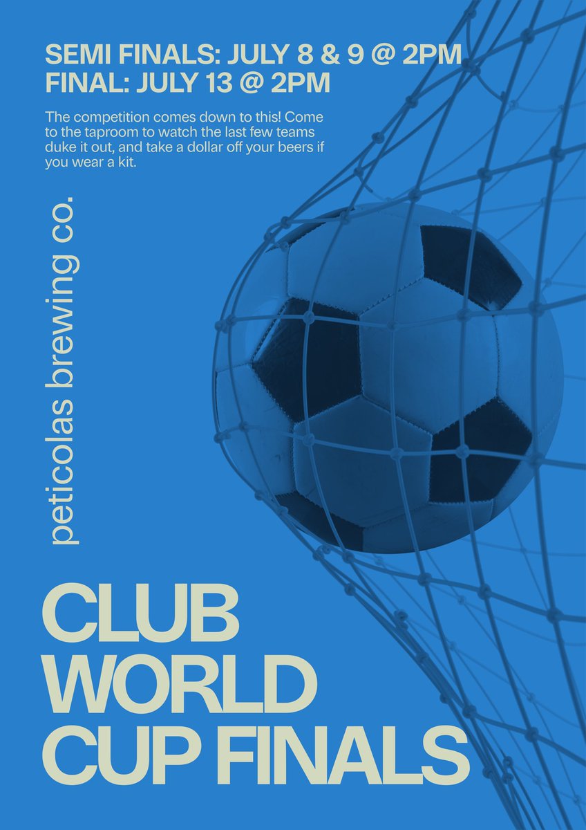 Club World Cup semifinal today.
Chelsea v. Fluminese at 2:00. 
Come on in for a pint.
