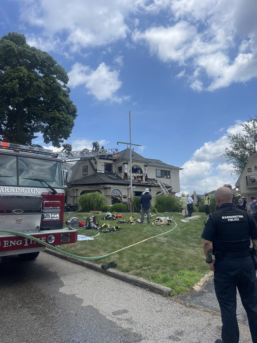 sophiaszabotv's tweet photo. #BREAKING Crews continue to work on putting out a house fire in Barrington https://t.co/NCpRyr2hfP