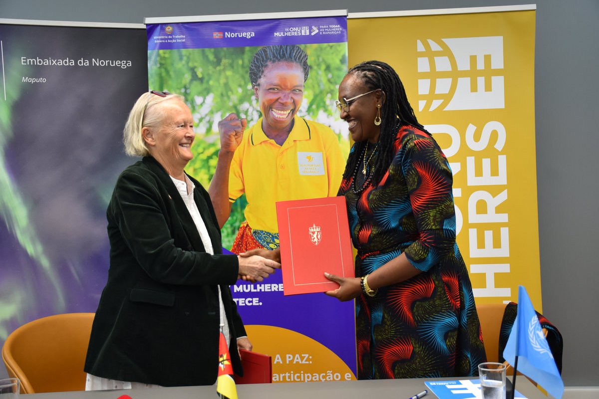 onumulheresmz's tweet photo. UN Women and @NorwayInMoz  renewed their agreement to implement the III phase of the WPS Project titled “She Leads Peace” — empowering women and girls to lead peacebuilding and conflict prevention efforts across 14 districts in northern and central Mozambique. https://t.co/lQi795Z9RO