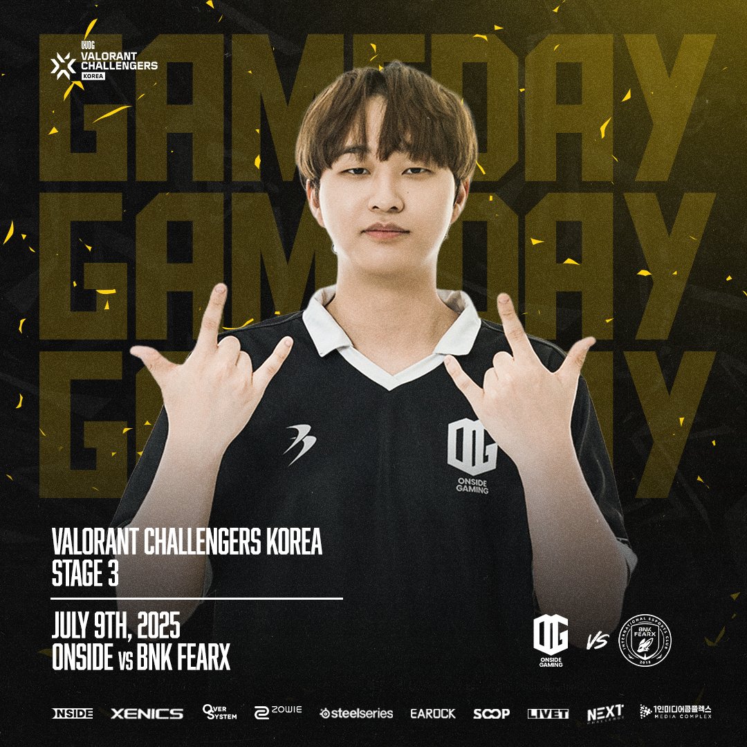 𝟮𝟬𝟮𝟱 𝗩𝗔𝗟𝗢𝗥𝗔𝗡𝗧 𝗖𝗛𝗔𝗟𝗟𝗘𝗡𝗚𝗘𝗥𝗦 𝗞𝗢𝗥𝗘𝗔 𝗦𝗧𝗔𝗚𝗘 𝟯 
𝗠𝗔𝗧𝗖𝗛 𝗗𝗔𝗬

⏰ 7월 9일 7PM, Online Match vs <a href="/BNKFEARXEsports/">BNK FEARX Esports</a> 
첫 시작부터 끝까지, 최선을 다하겠습니다.

📺 ch.sooplive.co.kr/wdgvalorant
📺 youtube.com/@ValorantEspor…

#VALORANT #THISISONSIDE #ONSIDE #온사겜