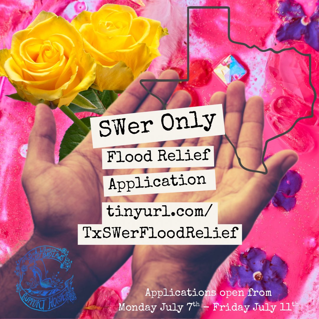 supporthosechi's tweet image. Weโve launched a relief fund for sex workers impacted by the catastrophic floods in Texas Hill Country.
Please help fill the fund by donating via Venmo or CashApp (@ SxHxCollective and $ SxHxCollective)
DM us if you need to give via Zelle or PayPal