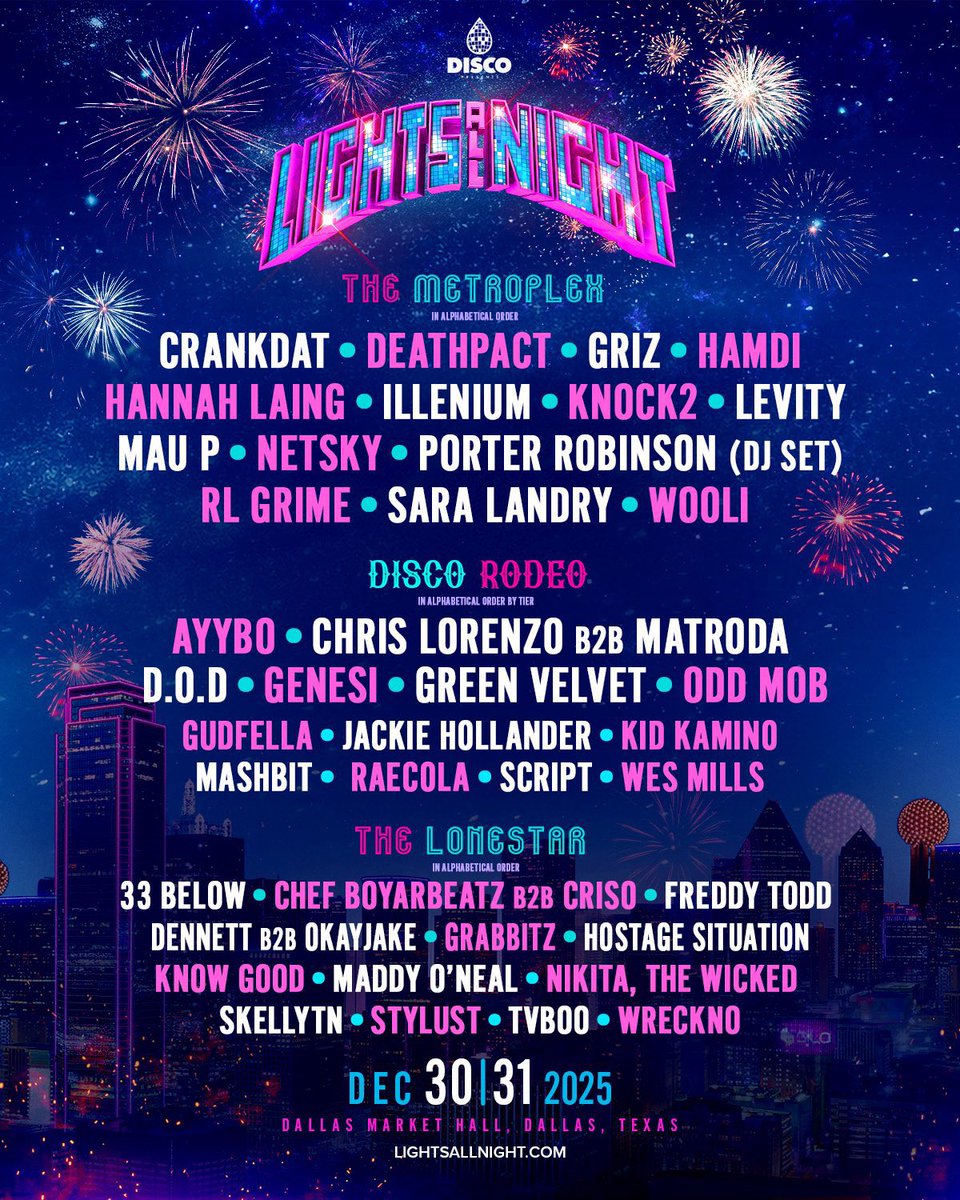 Lights All Night reveals 2025 lineup: GRiZ, Illenium, Sara Landry + more.