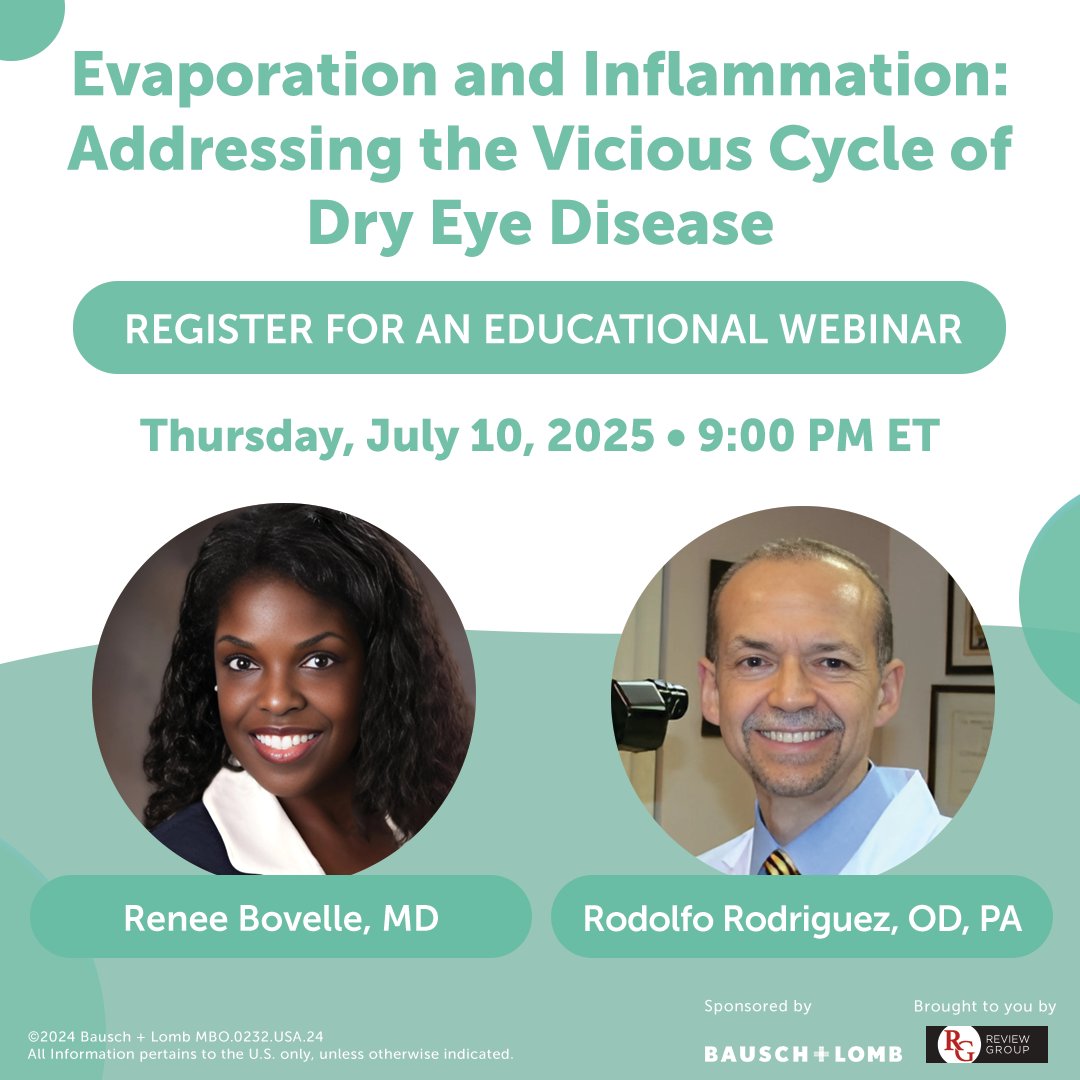 #PaidPartnership Register for an Educational Webinar on Dry Eye Disease!
reviewofoptometry.com/dryeye_webinars
#dryeye #eyecare #ophthalmology #optometry