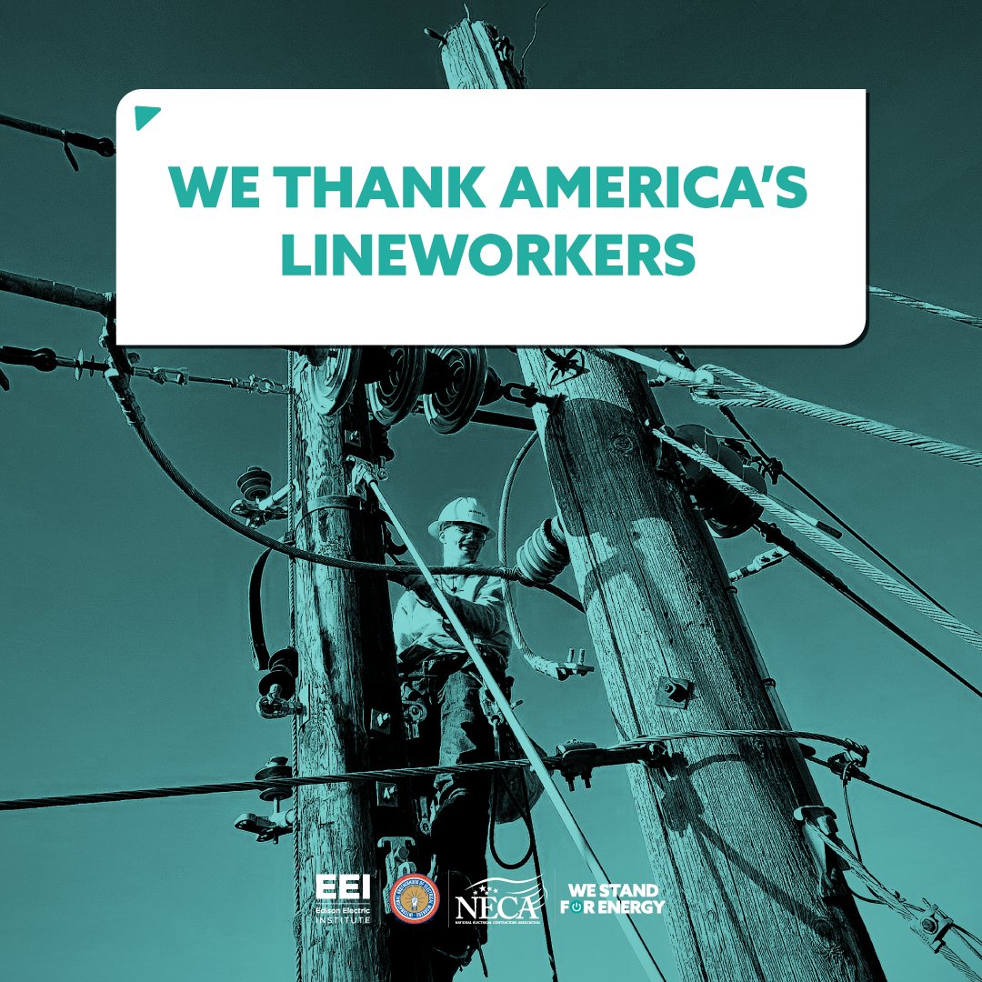 Thursday, July 10, marks the annual celebration of National Lineworker Appreciation Day. Join us in thanking our nation’s lineworkers by adding your name to the petition. bit.ly/44hMsr4 <a href="/Edison_Electric/">EEI</a> <a href="/necanet/">NECA</a> #IBEW