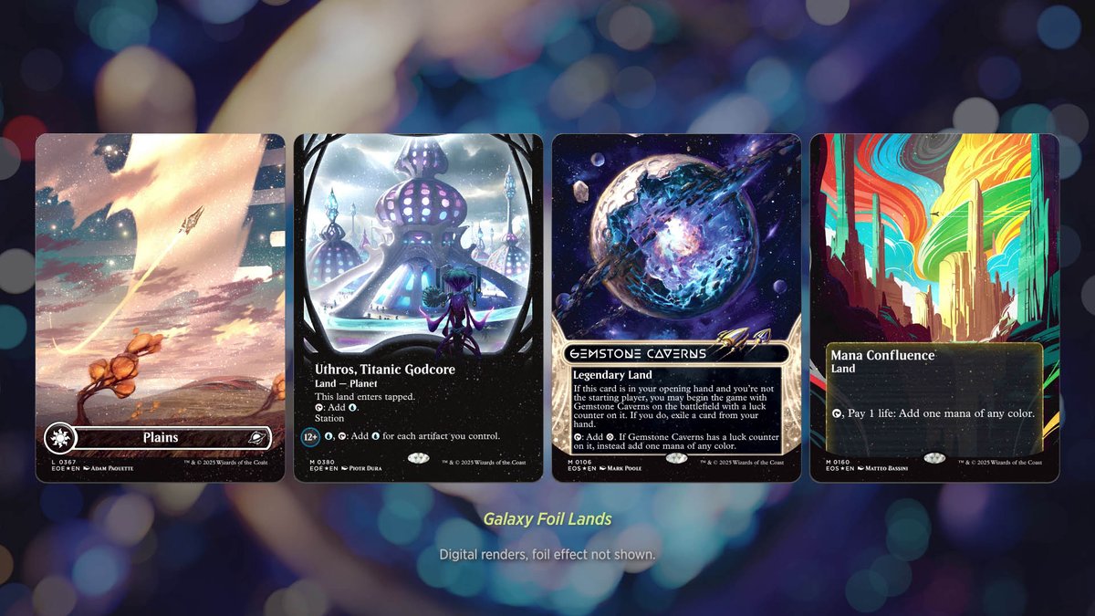 MTG_Arena's tweet image. And lastly the return of the Galaxy Foil used for #MTGEternities lands, from basics to the bonus sheet!