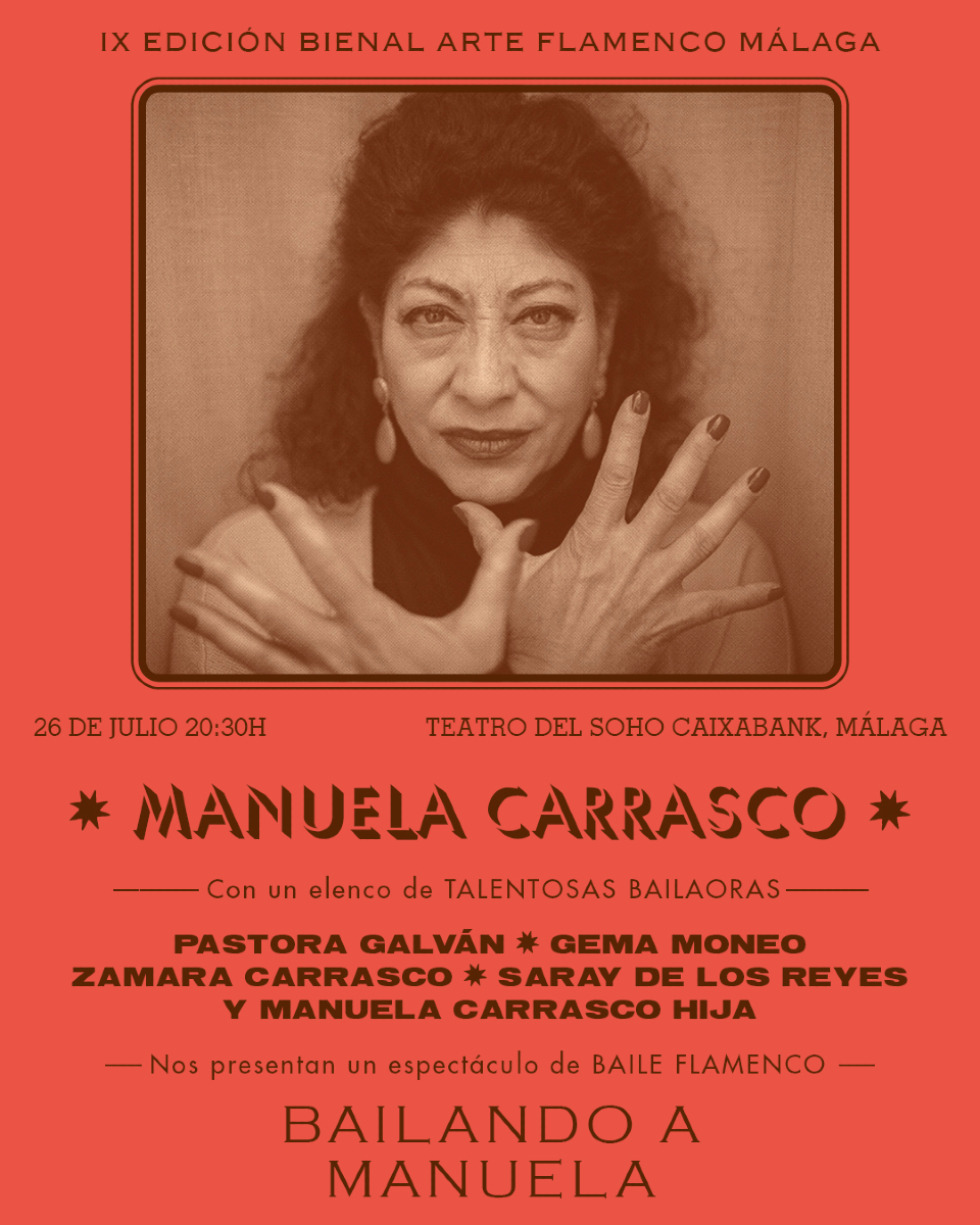 Bienal Flamenco MLG (@flamencomlg) on Twitter photo Bailando a manuela โฅ๏ธย
โก๏ธ Un tributo en vida a una leyenda del flamenco: Manuela Carrasco
๐ <a href="/TeatroDelSoho/">Teatro del Soho CaixaBank</a>, Mรกlaga
๐ 26 de julio ยท 20:30 h
๐ Entradas: mientrada.janto.es/espectaculo/evโฆ
๐ฒ Programa: malagaenflamenco.com/bienal2025/
#BienalFlamenco Bailando a manuela โฅ๏ธย
โก๏ธ Un tributo en vida a una leyenda del flamenco: Manuela Carrasco
๐ <a href="/TeatroDelSoho/">Teatro del Soho CaixaBank</a>, Mรกlaga
๐ 26 de julio ยท 20:30 h
๐ Entradas: mientrada.janto.es/espectaculo/evโฆ
๐ฒ Programa: malagaenflamenco.com/bienal2025/
#BienalFlamenco