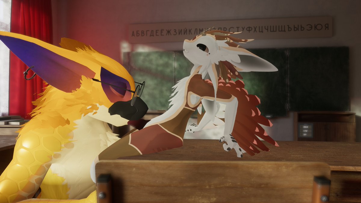 Treating my favorite student right 

Featuring the wonderful <a href="/Blackstar2022/">Star</a> 

#vrnnsfw #avali #furrynsfw #nargacuga