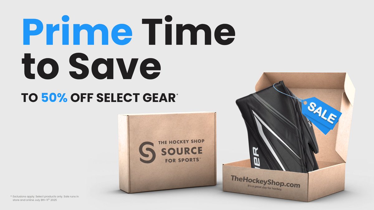 It’s prime time to save on hockey gear 🔥 Skates, Sticks,  Gloves - get it all on sale while you can! ⁠
⁠
Save in store and online only from July 8–11
