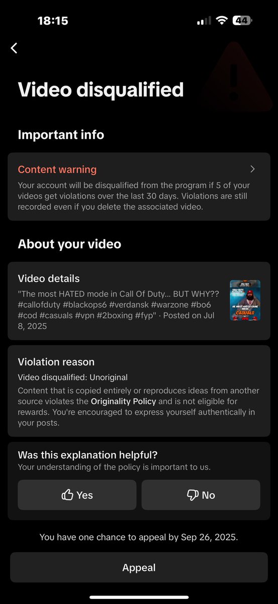 Can someone please explain how a video of ME TALKING is not original content?

Makes absolutely no sense 🤣