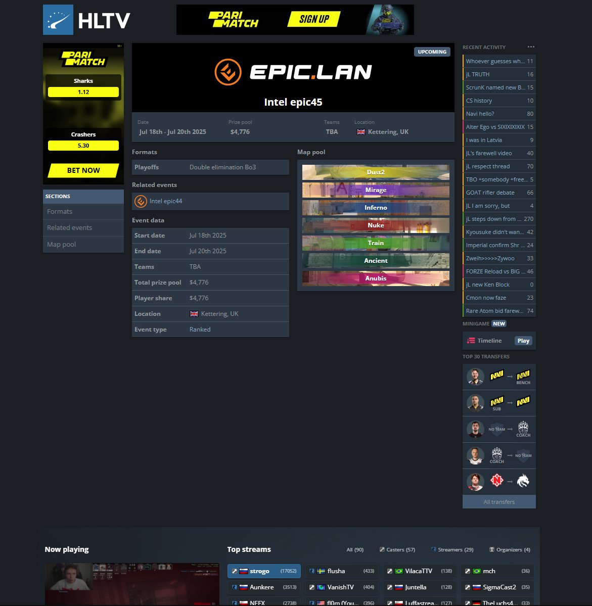 Finn (@mischiefcs2) on Twitter photo Kettering 🇬🇧 returns to HLTV for <a href="/EPICLAN/">EPIC.LAN UK Gaming & Esports Events</a> 45. Nearly time for some Open LAN magic.
17 tickets remain, signups close in 9 days.
Who will prevail, the visiting 🇪🇺 European teams or the UKCS bastions? Kettering 🇬🇧 returns to HLTV for <a href="/EPICLAN/">EPIC.LAN UK Gaming & Esports Events</a> 45. Nearly time for some Open LAN magic.
17 tickets remain, signups close in 9 days.
Who will prevail, the visiting 🇪🇺 European teams or the UKCS bastions?
