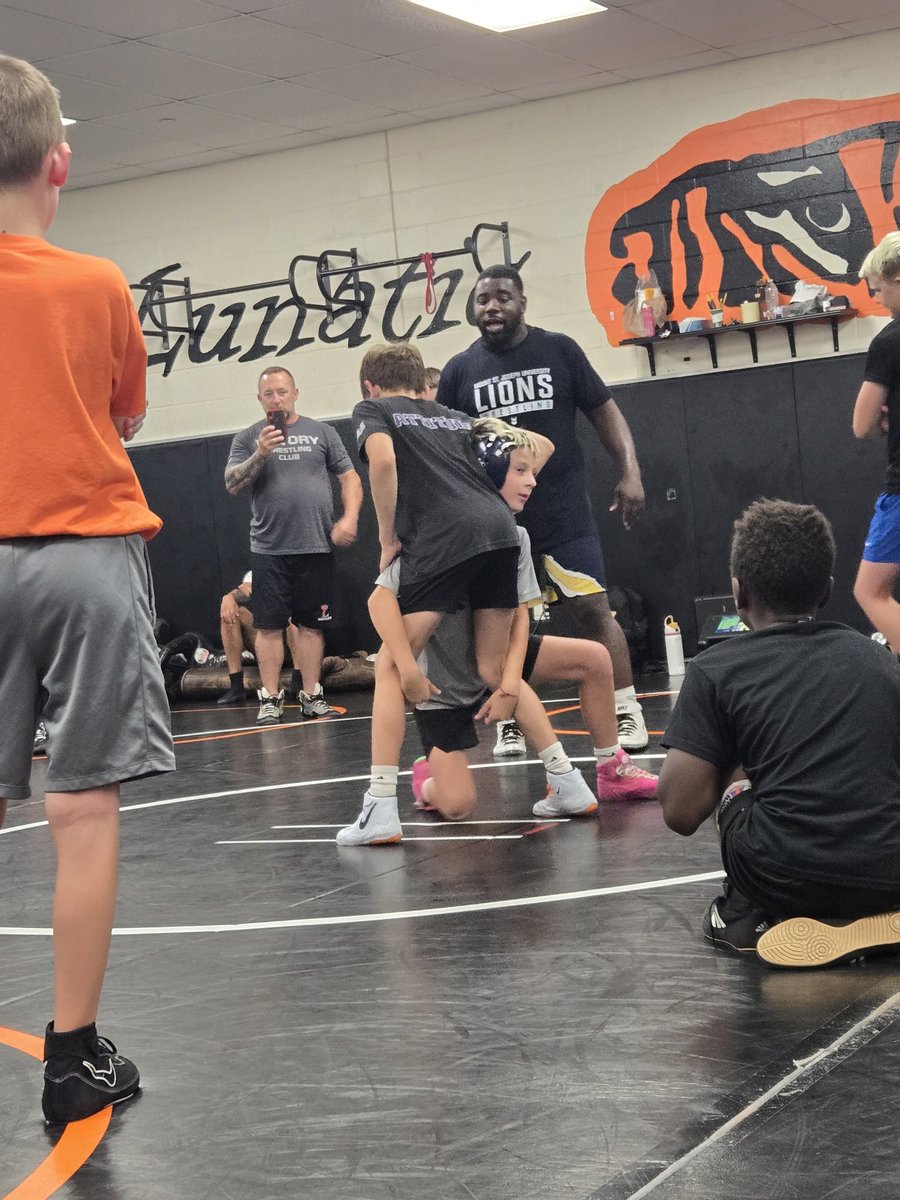 Day #2 of Camp featured Charles Mason,  head coach of  the Mt. St. Joseph University wrestling team.  Thanks coach for all the great technique and the message of what it takes to be good at this sport.  Very grateful for your time with our Tigers today!! <a href="/MSJ_CoachMason/">Coach Mason</a>