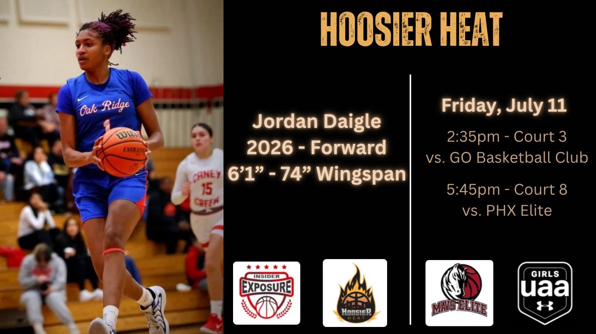 Jordan Daigle (@jordanhoops2026) on Twitter photo Catch me in Indiana at Hoosier Heat on Friday! ๐ฅ #MavsEliteSTRONG #HoosierHeat
<a href="/pd_skillz/">Mavs Elite GUAA</a> <a href="/InsiderExposure/">InsiderExposure</a> <a href="/JrAllStarBB/">Jr. All-Star Girls Basketball</a> <a href="/JrAllStarTexas/">Texas Jr. All-Star GBB</a> <a href="/PGHTexas/">Prep Girls Hoops Texas</a> Catch me in Indiana at Hoosier Heat on Friday! ๐ฅ #MavsEliteSTRONG #HoosierHeat
<a href="/pd_skillz/">Mavs Elite GUAA</a> <a href="/InsiderExposure/">InsiderExposure</a> <a href="/JrAllStarBB/">Jr. All-Star Girls Basketball</a> <a href="/JrAllStarTexas/">Texas Jr. All-Star GBB</a> <a href="/PGHTexas/">Prep Girls Hoops Texas</a>