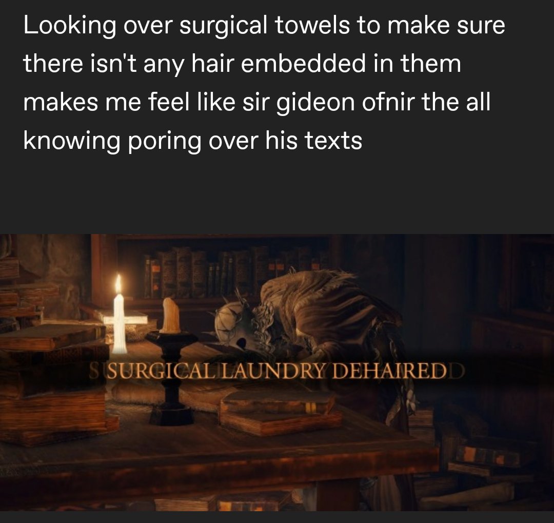 EmmaLLopez's tweet photo. #vetmed #eldenring #sirgideonofnir https://t.co/yhkcBShnkQ