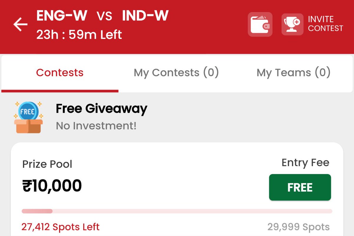 Free contest on IND vs ENG live for you. Join soon 👇

fantasy-api.xl11.in//download/FCP

Refer Code - FCP