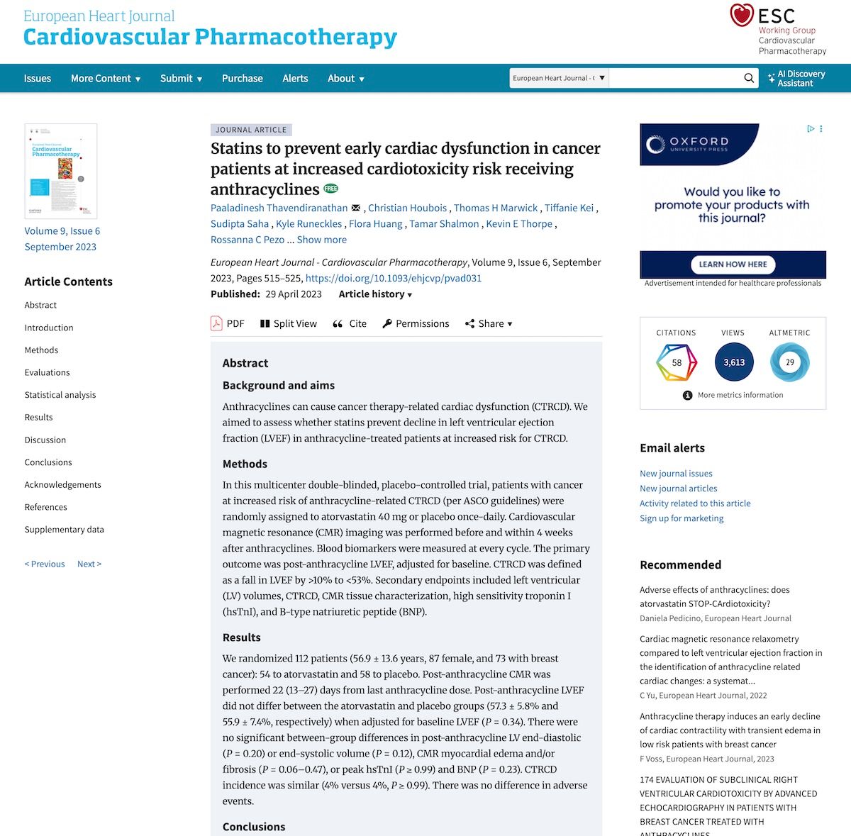 Estatinas para prevenir la disfunción cardíaca temprana en pacientes con cáncer y mayor riesgo de cardiotoxicidad recibiendo antraciclinas
🗂️ buff.ly/qT3TVQS ◀️
NUEVO comentario crítico de Andrea Paulina Maldonado Tenesaca Ojeda publicado en "Lo mejor de la literatura