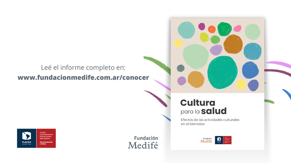 Fundación Medifé (@fundacionmedife) on Twitter photo ¿Y si te dijéramos que la cultura está en tu casa, en la plaza de tu barrio o en esa charla que te hace pensar distinto?
📖 El informe Cultura para la Salud revela que la cultura es parte de la vida cotidiana.
Leé acá: fundacionmedife.com.ar/conocer/bienes…
<a href="/cyc_flacsoarg/">Área de Comunicación y Cultura de FLACSO Argentina</a> <a href="/FLACSOARGENTINA/">FLACSO Argentina</a> ¿Y si te dijéramos que la cultura está en tu casa, en la plaza de tu barrio o en esa charla que te hace pensar distinto?
📖 El informe Cultura para la Salud revela que la cultura es parte de la vida cotidiana.
Leé acá: fundacionmedife.com.ar/conocer/bienes…
<a href="/cyc_flacsoarg/">Área de Comunicación y Cultura de FLACSO Argentina</a> <a href="/FLACSOARGENTINA/">FLACSO Argentina</a>
