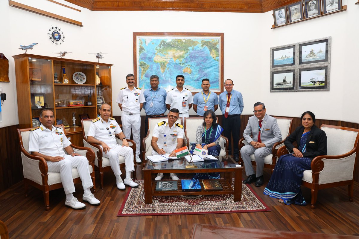 DefProdnIndia's tweet photo. The #IndianNavy has signed a contract with  Bharat Electronics Limited (#BEL) for the implementation of National Maritime Domain Awareness (#NMDA) Project towards strengthening #maritime & #Coastal security. 

🔹The contract was signed in the presence of VAdm Tarun Sobti, Deputy Chief of the Naval Staff, and Shri Manoj Jain, CMD #BEL.

🔹The project will bring in an integrated approach to data collation, #analysis & #information sharing amongst the various maritime stakeholders

Details ▶️ https://t.co/s3s2Z0F6gB
