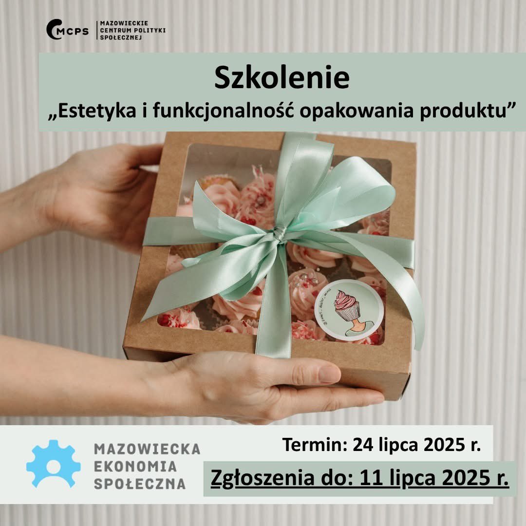 Jeśli jesteś przedstawicielem podmiotów ekonomii społecznej z Mazowsza i chcesz, by Twój produkt wyróżniał się i zapadał w pamięć, 
dołącz do szkolenia 👉”Estetyka i funkcjonalność opakowania produktu” 
mcps.com.pl/szkolenie-este…
#MazowieckaEkonomiaSpołeczna #Opakowanie #Szkolenie