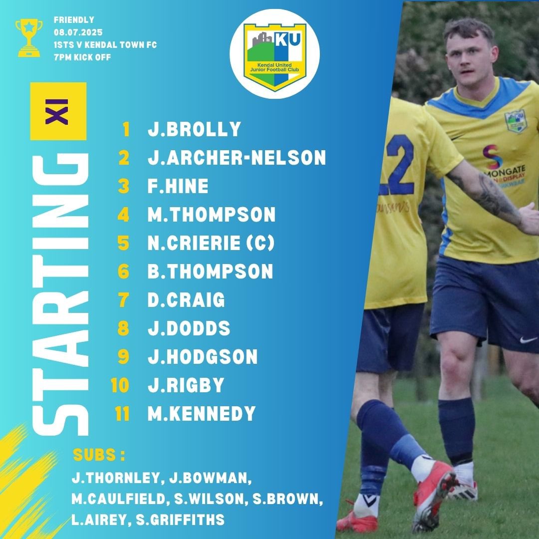 KUJFC's tweet photo. Your lineup to face @kendaltownfc tonight 👇 

Debuts for Caulfield, Brown, Wilson and Bowman 

💛💙 https://t.co/oEnYqZib9x