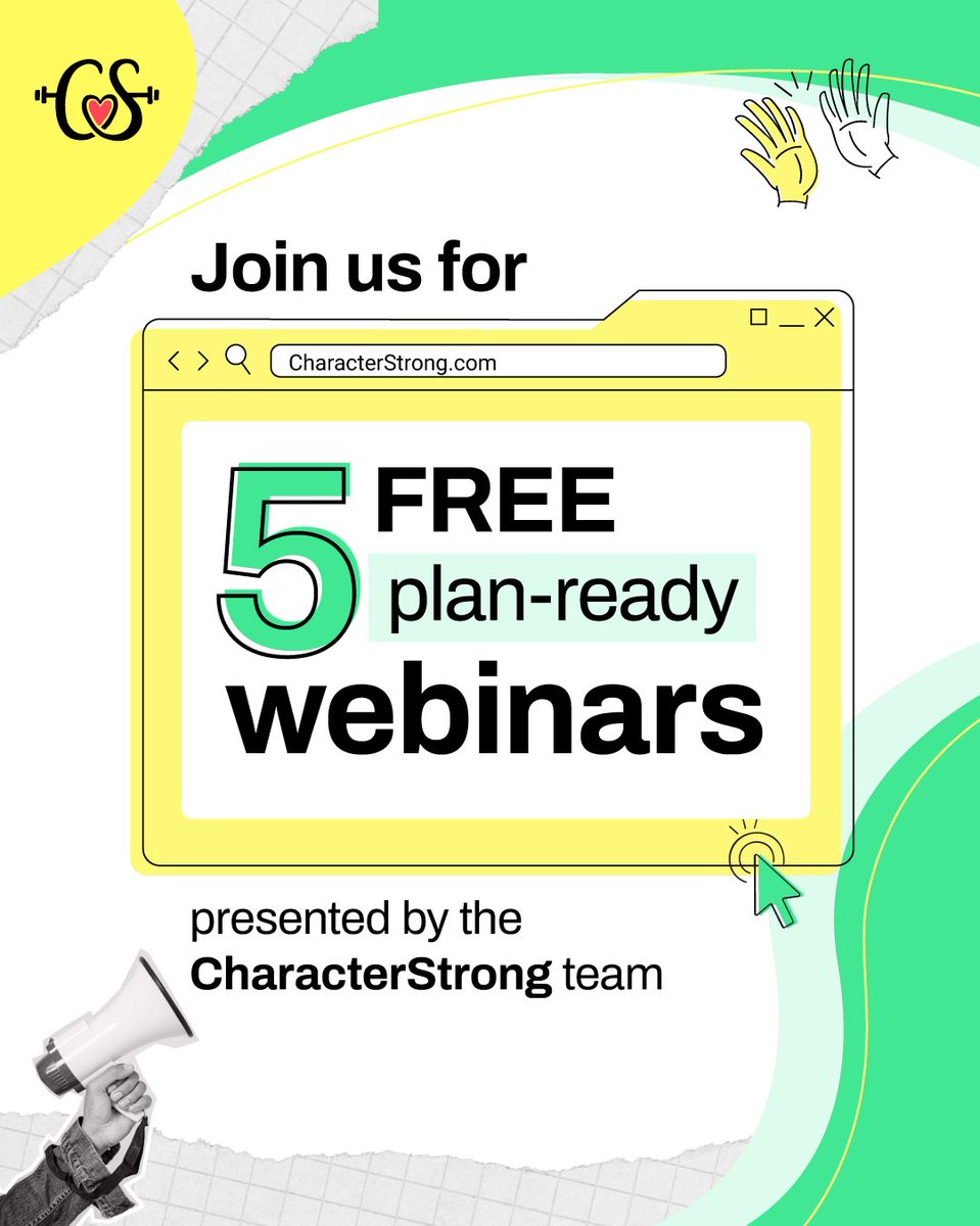 CharacterStrong's tweet image. Join us this July for 5 impactful webinars! From school culture to Tier 2 support—real strategies you can use now.

Learn more: hubs.la/Q03wg-Fc0

Can&apos;t make it? Sign up and access the recording + resources!
#SchoolLeadership #MTSS #CharacterStrong #EdLeaders