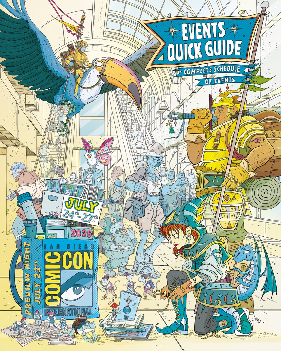 Comic_Con's tweet image. We’re excited to reveal the cover art for this year’s official Comic-Con publications! The Souvenir Book features art celebrating Charles M. Schulz’s Peanuts and the Events Quick Guide showcases art by Oliver Bly, 2024 Russ Manning Award winner. Learn more here —>…