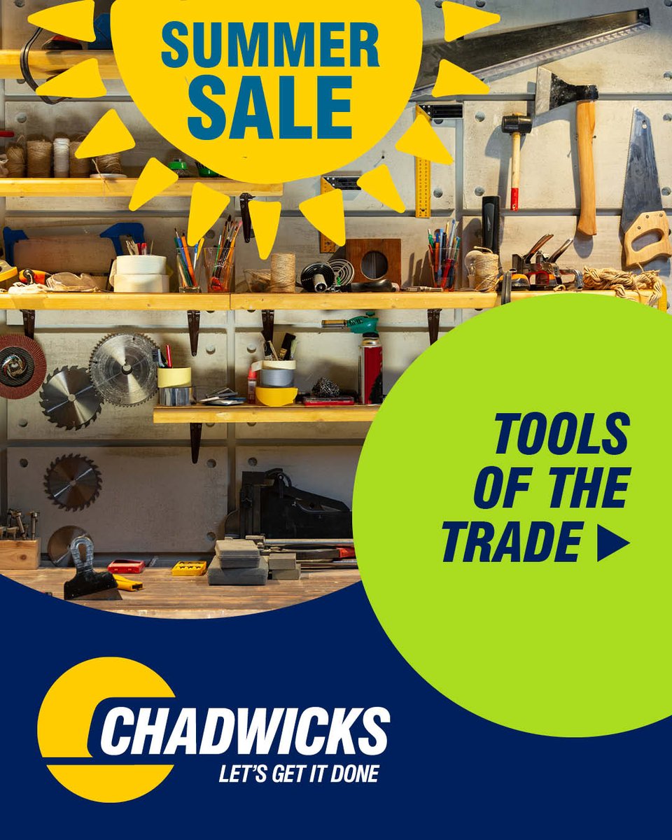 ChadwicksIE's tweet image. Using the wrong tools? π§°
Sort yourself out β we've got the right gear for the job!
Shop in-store or online for click & collect and home delivery.
Browse the full range π ow.ly/giGg50WmccW
#SummerSale #Chadwicks #LetsGetItDone