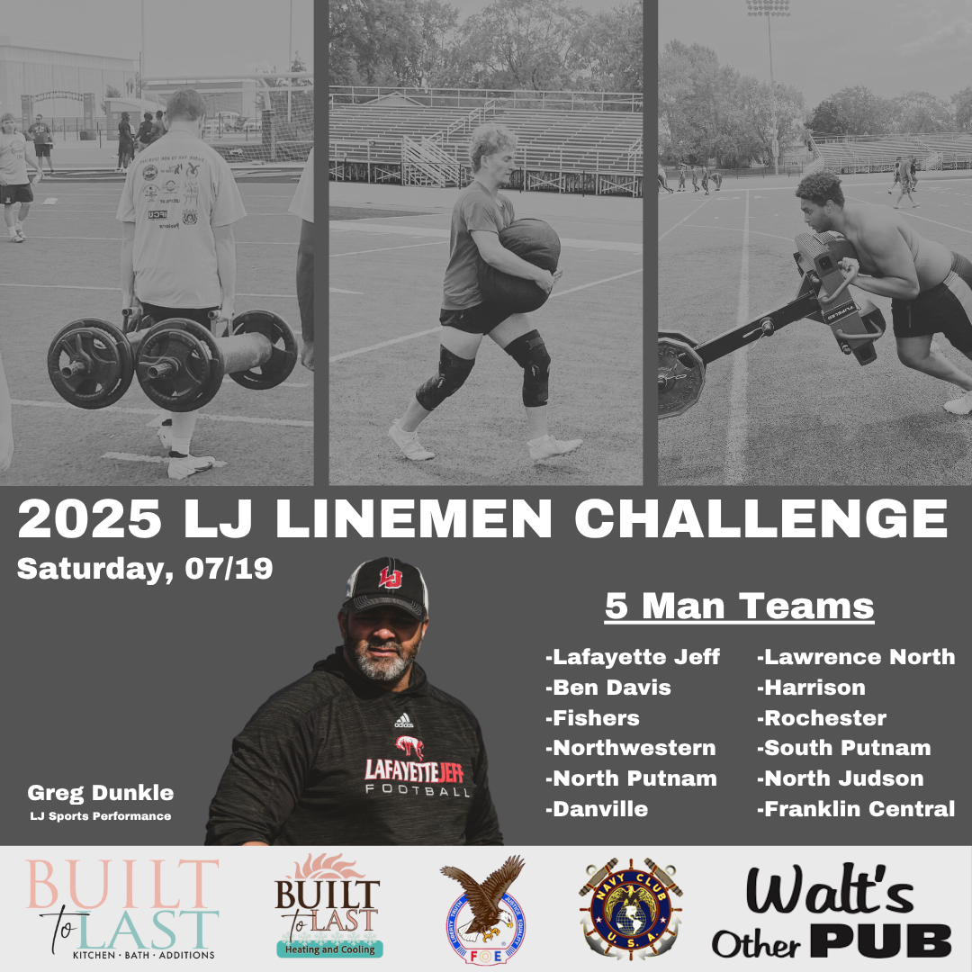 Pat Shanley (@coachshanley) on Twitter photo We are 11 days out from our annual <a href="/LJBronchoFB/">Lafayette Jeff Football</a> Linemen challenge! This looks to be our most competitive line-up of teams yet! #AGNB #WTW
<a href="/LJBronchoFB/">Lafayette Jeff Football</a>
<a href="/LNWildcatsFB/">LN Wildcats Football</a>
<a href="/BenDavisFB/">Ben Davis Football</a>
<a href="/HHS_Raider_FB/">HHS Raider Football</a>
<a href="/FballTiger/">Fishers Tigers Football</a>
<a href="/FCFlashesFB/">FC Flashes Football</a>
<a href="/HCWarriorFB/">Jayme Comer</a>
<a href="/HSZebraFootball/">RHS Zebra Football</a>
<a href="/NWTigersFB/">Northwestern Tigers Football</a> We are 11 days out from our annual <a href="/LJBronchoFB/">Lafayette Jeff Football</a> Linemen challenge! This looks to be our most competitive line-up of teams yet! #AGNB #WTW
<a href="/LJBronchoFB/">Lafayette Jeff Football</a>
<a href="/LNWildcatsFB/">LN Wildcats Football</a>
<a href="/BenDavisFB/">Ben Davis Football</a>
<a href="/HHS_Raider_FB/">HHS Raider Football</a>
<a href="/FballTiger/">Fishers Tigers Football</a>
<a href="/FCFlashesFB/">FC Flashes Football</a>
<a href="/HCWarriorFB/">Jayme Comer</a>
<a href="/HSZebraFootball/">RHS Zebra Football</a>
<a href="/NWTigersFB/">Northwestern Tigers Football</a>