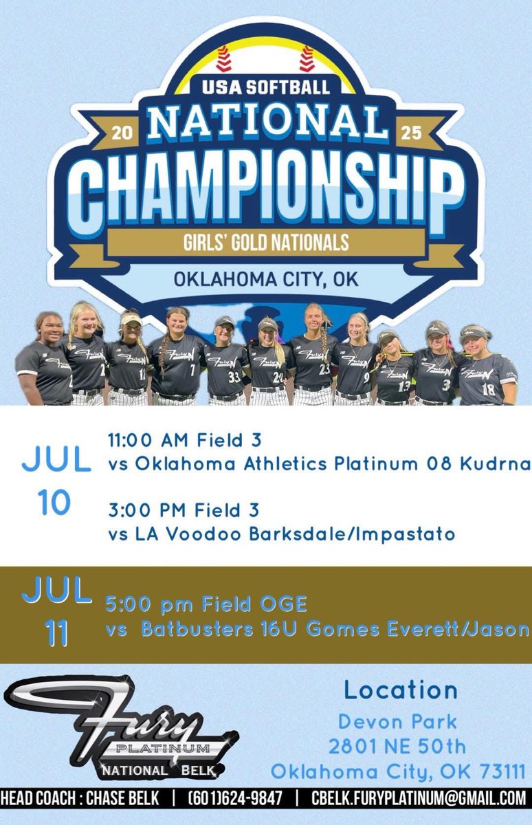 Addie Tungett/2027/RHP/1B/OF (@addiet_2027) on Twitter photo Our team finished up 9th in Fireworks Power Pool in CO Sunday & made it to OKC for more softball this week playing in the USA Golds Nationals!
Week stats-16.2 IP, 13Ks, .274 batting avg against in Colorado.
<a href="/FuryPlatNatBelk/">Fury Platinum National Belk</a> <a href="/CSA_Training/">Coastal Sports Academy</a> <a href="/PockrusJennifer/">Coach Jen Pockrus -CSA</a> <a href="/jclane1104/">Amy Jordan Tungett</a> Our team finished up 9th in Fireworks Power Pool in CO Sunday & made it to OKC for more softball this week playing in the USA Golds Nationals!
Week stats-16.2 IP, 13Ks, .274 batting avg against in Colorado.
<a href="/FuryPlatNatBelk/">Fury Platinum National Belk</a> <a href="/CSA_Training/">Coastal Sports Academy</a> <a href="/PockrusJennifer/">Coach Jen Pockrus -CSA</a> <a href="/jclane1104/">Amy Jordan Tungett</a>