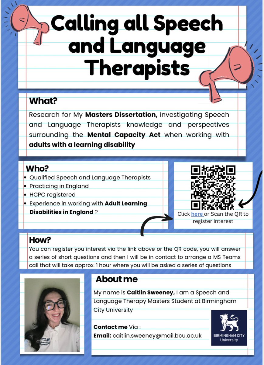 🚨Calling all Speech and Language Therapists 🚨

✅Research opportunity ! Please register interest using this link below - 

app.onlinesurveys.jisc.ac.uk/s/bcu/disserta…

Please Share, thankyou !