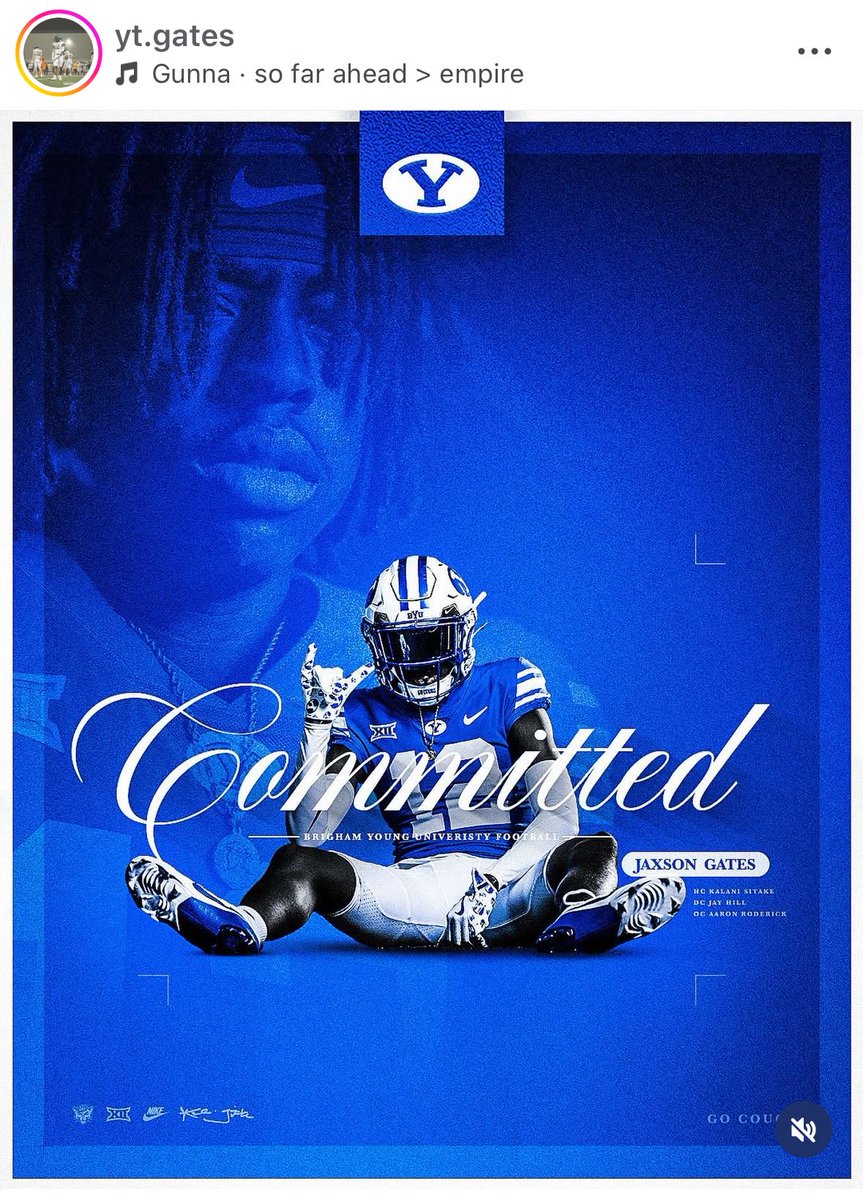DB Jaxson Gates has committed to BYU over Utah, Michigan State, Missouri, and Mississippi State among others.